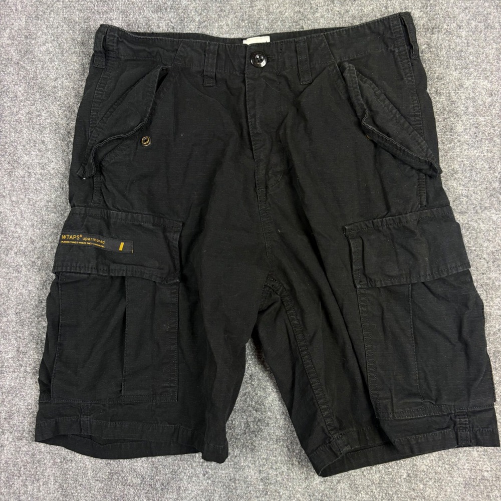 WTAPS Cargo Shorts Mens 01 Black Excellent Visual Uparmored Ripstop Utility